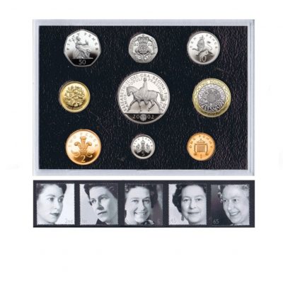 The QEII 2002 Golden Jubilee Coin and Stamp Set