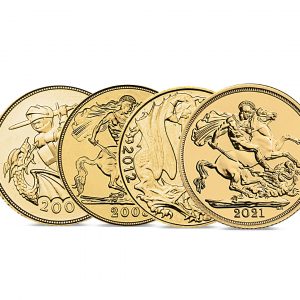 The Queen Elizabeth II St George 200th Anniversary Gold Half Sovereign Set of 2005, 2008, 2012 and 2021