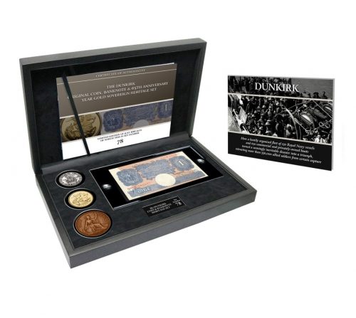 The Dunkirk Original Coin Banknote and 65th Anniversary Year Gold Sovereign Set