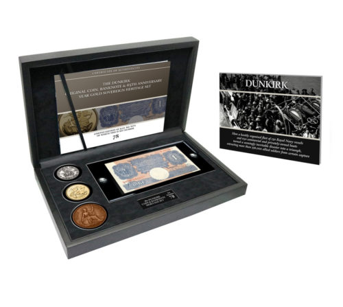 The Dunkirk Original Coin Banknote and 65th Anniversary Year Gold Sovereign Set Deluxe Edition