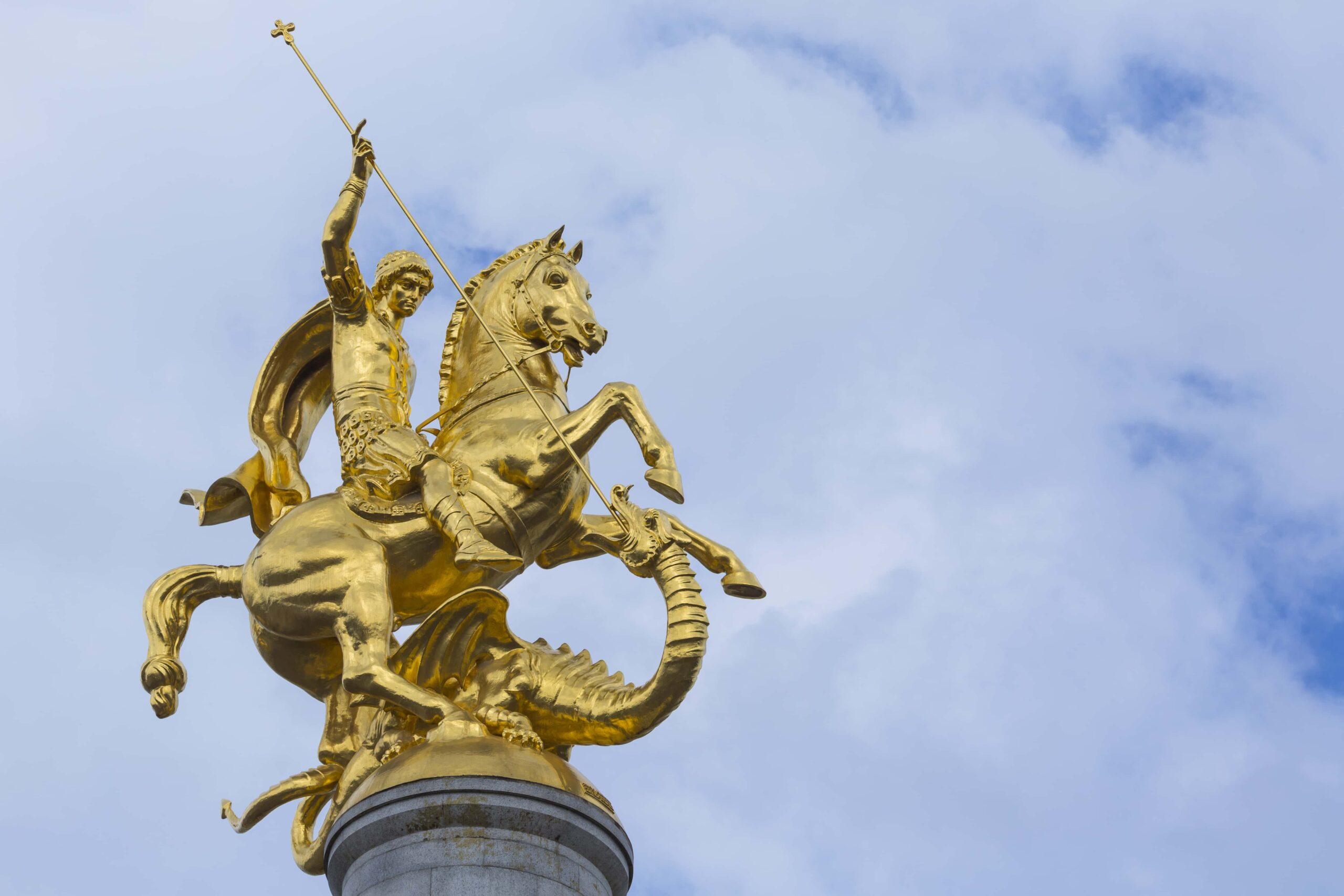 Gold St George and the Dragon Statue