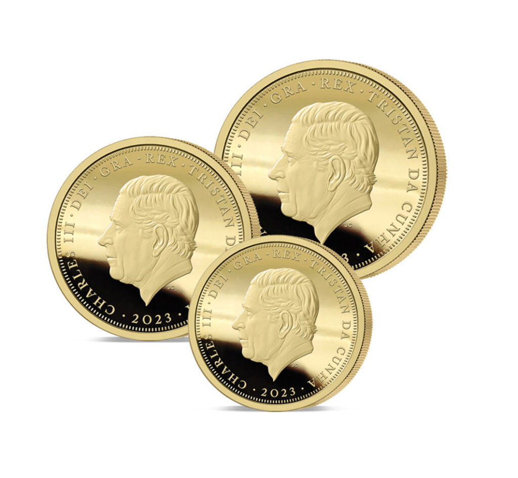 The 2023 King Charles III Accession Prestige Three Coin Sovereign Set