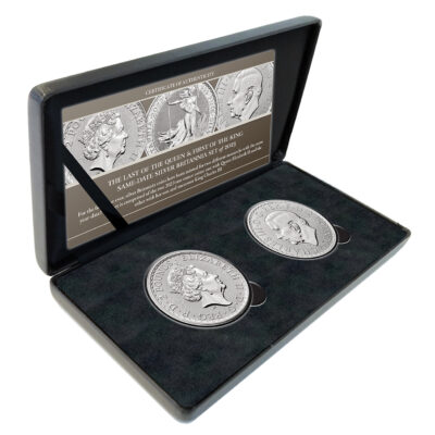 The Last of the Queen & First of the King Same-Date Silver Britannia Set of 2023