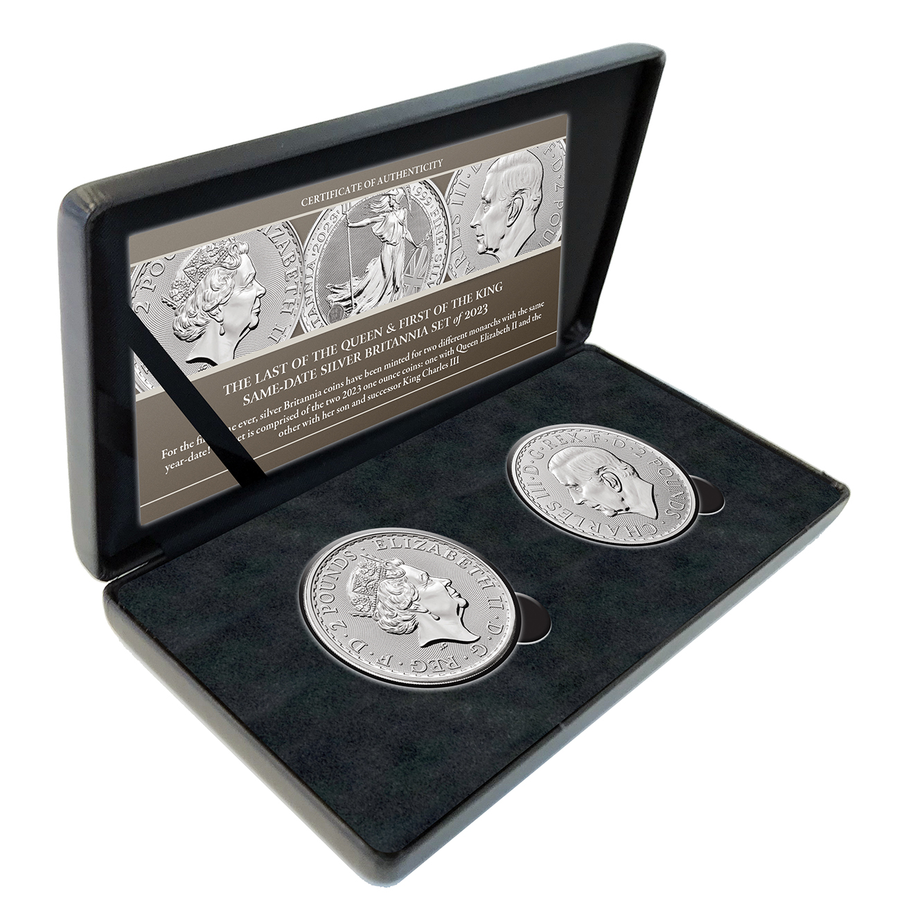The Last of the Queen & First of the King Same-Date Silver Britannia Set of 2023