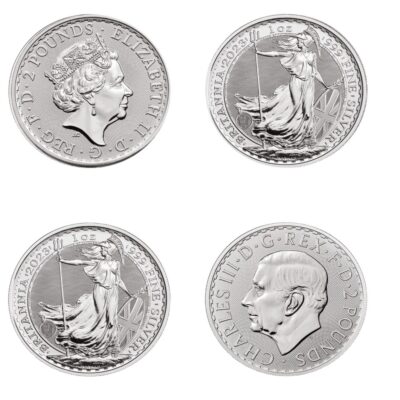 The Last of the Queen and the First of the King Same-Date Silver Britannia Set of 2023