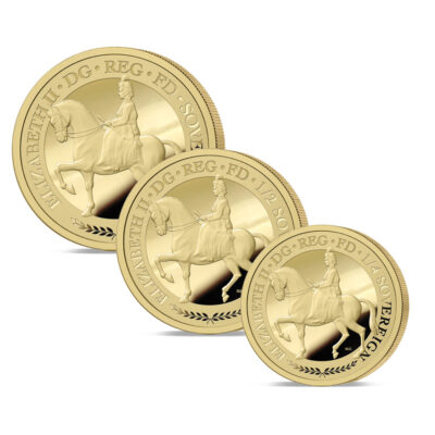 The 2023 Queen Elizabeth II Coronation Anniversary Prestige Three Coin Sovereign Set