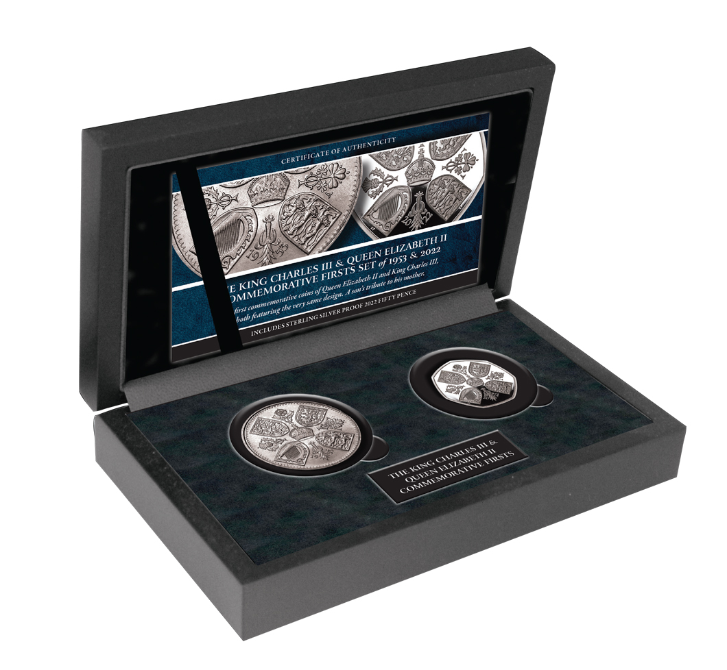The King Charles III & Queen Elizabeth II Commemorative Firsts Coin Set of 1953 & 2022
