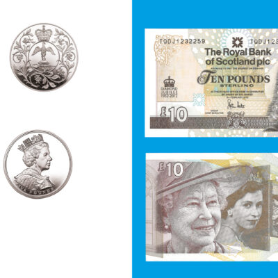 Queen Elizabeth II Silver, Golden and Diamond Jubilees Celebration Coin and Banknote Set of 1977, 2002 and 2012
