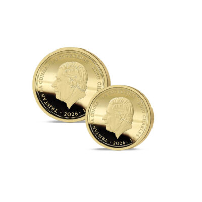 The 2026 Queen Victoria and Queen Elizabeth II 24 ct Gold Prestige Infill Sovereign Set