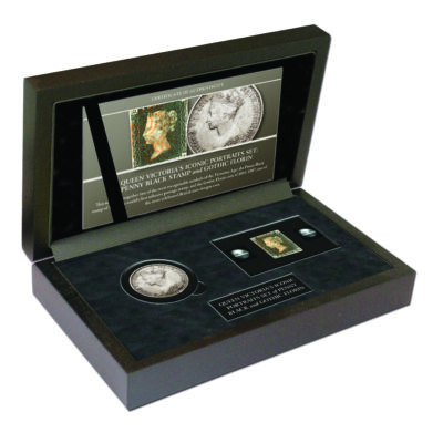 Queen Victoria's Iconic Portrait Set: the Penny Black and Gothic Florin