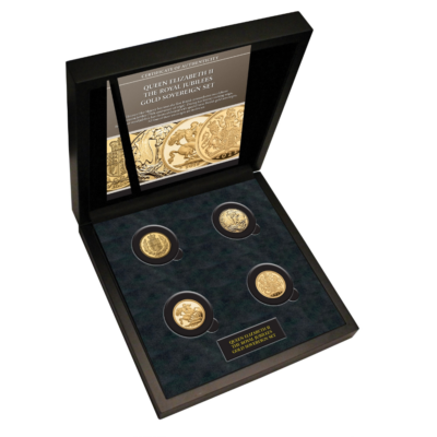 The Queen Elizabeth II All the Jubilees Gold Sovereign Set of 2002, 2012, 2018 and 2022